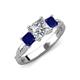 3 - Michele 2.36 ctw (6.50 mm) IGI Certified 3 Stone Princess Cut Lab Grown Diamond (VS1/F) and Blue Sapphire Twisted Vine Engagement Ring 