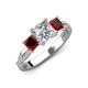 3 - Michele 2.42 ctw (6.50 mm) IGI Certified 3 Stone Princess Cut Lab Grown Diamond (VS1/F) and Red Garnet Twisted Vine Engagement Ring 