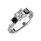 3 - Michele 2.72 ctw (6.50 mm) IGI Certified 3 Stone Princess Cut Lab Grown Diamond (VS1/F) and Black Diamond Twisted Vine Engagement Ring 