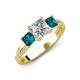 3 - Michele 2.58 ctw (6.50 mm) IGI Certified 3 Stone Princess Cut Lab Grown Diamond (VS1/F) and Blue Diamond Twisted Vine Engagement Ring 