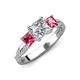3 - Michele 2.36 ctw (6.50 mm) IGI Certified 3 Stone Princess Cut Lab Grown Diamond (VS1/F) and Pink Tourmaline Twisted Vine Engagement Ring 