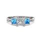 1 - Michele 2.42 ctw (6.50 mm) IGI Certified 3 Stone Princess Cut Lab Grown Diamond (VS1/F) and Blue Topaz Twisted Vine Engagement Ring 