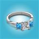 2 - Michele 2.42 ctw (6.50 mm) IGI Certified 3 Stone Princess Cut Lab Grown Diamond (VS1/F) and Blue Topaz Twisted Vine Engagement Ring 