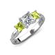 3 - Michele 2.42 ctw (6.50 mm) IGI Certified 3 Stone Princess Cut Lab Grown Diamond (VS1/F) and Peridot Twisted Vine Engagement Ring 