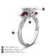 4 - Michele 2.42 ctw (6.50 mm) IGI Certified 3 Stone Princess Cut Lab Grown Diamond (VS1/F) and Red Garnet Twisted Vine Engagement Ring 