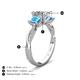 4 - Michele 2.42 ctw (6.50 mm) IGI Certified 3 Stone Princess Cut Lab Grown Diamond (VS1/F) and Blue Topaz Twisted Vine Engagement Ring 