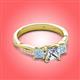 3 - Michele 1.52 ctw (5.50 mm) 3 Stone Princess Cut Lab Grown Diamond and Aquamarine Twisted Vine Engagement Ring 