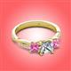3 - Michele 1.52 ctw (5.50 mm) 3 Stone Princess Cut Lab Grown Diamond and Pink Sapphire Twisted Vine Engagement Ring 