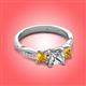 3 - Michele 1.52 ctw (5.50 mm) 3 Stone Princess Cut Lab Grown Diamond and Citrine Twisted Vine Engagement Ring 