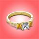 3 - Michele 1.52 ctw (5.50 mm) 3 Stone Princess Cut Lab Grown Diamond and Citrine Twisted Vine Engagement Ring 