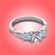 3 - Michele 1.52 ctw (5.50 mm) 3 Stone Princess Cut Lab Grown Diamond and Aquamarine Twisted Vine Engagement Ring 