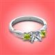 3 - Michele 1.56 ctw (5.50 mm) 3 Stone Princess Cut Lab Grown Diamond and Peridot Twisted Vine Engagement Ring 