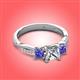 3 - Michele 1.56 ctw (5.50 mm) 3 Stone Princess Cut Lab Grown Diamond and Tanzanite Twisted Vine Engagement Ring 