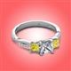 3 - Michele 1.60 ctw (5.50 mm) 3 Stone Princess Cut Lab Grown Diamond and Yellow Diamond Twisted Vine Engagement Ring 