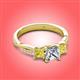 3 - Michele 1.60 ctw (5.50 mm) 3 Stone Princess Cut Lab Grown Diamond and Yellow Diamond Twisted Vine Engagement Ring 
