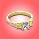 3 - Michele 1.52 ctw (5.50 mm) 3 Stone Princess Cut Lab Grown Diamond and Yellow Sapphire Twisted Vine Engagement Ring 