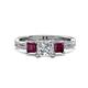1 - Michele 1.56 ctw (5.50 mm) 3 Stone Princess Cut Lab Grown Diamond and Rhodolite Garnet Twisted Vine Engagement Ring 