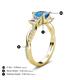 5 - Michele 1.98 ctw (5.50 mm) 3 Stone Princess Cut Blue Topaz and Natural Diamond Twisted Vine Engagement Ring 