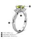 5 - Michele 1.85 ctw (5.50 mm) 3 Stone Princess Cut Peridot and Natural Diamond Twisted Vine Engagement Ring 