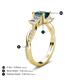 5 - Michele 1.98 ctw (5.50 mm) 3 Stone Princess Cut London Blue Topaz and Natural Diamond Twisted Vine Engagement Ring 