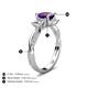 5 - Michele 1.60 ctw (5.50 mm) 3 Stone Princess Cut Amethyst and Natural Diamond Twisted Vine Engagement Ring 
