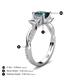 5 - Michele 1.98 ctw (5.50 mm) 3 Stone Princess Cut London Blue Topaz and Natural Diamond Twisted Vine Engagement Ring 