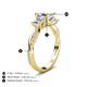 5 - Michele 1.78 ctw (5.50 mm) 3 Stone Princess Cut Moissanite and Natural Diamond Twisted Vine Engagement Ring 