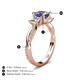 5 - Michele 1.70 ctw (5.50 mm) 3 Stone Princess Cut Tanzanite and Natural Diamond Twisted Vine Engagement Ring 