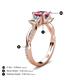 5 - Michele 1.70 ctw (5.50 mm) 3 Stone Princess Cut Pink Tourmaline and Natural Diamond Twisted Vine Engagement Ring 