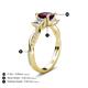 5 - Michele 1.85 ctw (5.50 mm) 3 Stone Princess Cut Rhodolite Garnet and Natural Diamond Twisted Vine Engagement Ring 