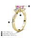 5 - Michele 1.45 ctw (5.50 mm) 3 Stone Princess Cut Pink Sapphire and Natural Diamond Twisted Vine Engagement Ring 