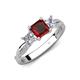 4 - Michele 1.95 ctw (5.50 mm) 3 Stone Princess Cut Red Garnet and Natural Diamond Twisted Vine Engagement Ring 