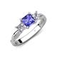 4 - Michele 1.70 ctw (5.50 mm) 3 Stone Princess Cut Tanzanite and Natural Diamond Twisted Vine Engagement Ring 