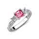 4 - Michele 1.70 ctw (5.50 mm) 3 Stone Princess Cut Pink Tourmaline and Natural Diamond Twisted Vine Engagement Ring 