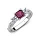 4 - Michele 1.85 ctw (5.50 mm) 3 Stone Princess Cut Rhodolite Garnet and Natural Diamond Twisted Vine Engagement Ring 