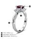 5 - Michele 1.85 ctw (5.50 mm) 3 Stone Princess Cut Rhodolite Garnet and Natural Diamond Twisted Vine Engagement Ring 