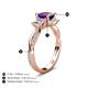 5 - Michele 1.60 ctw (5.50 mm) 3 Stone Princess Cut Amethyst and Lab Grown Diamond Twisted Vine Engagement Ring 