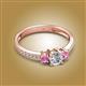 2 - Aniyah 0.72 ctw (5.00 mm) Classic Three Stone Round Natural Diamond and Pink Sapphire Engagement Ring 
