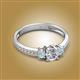 2 - Aniyah 0.68 ctw (5.00 mm) Classic Three Stone Round Natural Diamond and Aquamarine Engagement Ring 