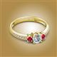 2 - Aniyah 0.72 ctw (5.00 mm) Classic Three Stone Round Natural Diamond and Ruby Engagement Ring 