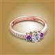 2 - Aniyah 0.68 ctw (5.00 mm) Classic Three Stone Round Natural Diamond and Amethyst Engagement Ring 