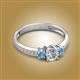 2 - Aniyah 0.70 ctw (5.00 mm) Classic Three Stone Round Natural Diamond and Blue Topaz Engagement Ring 