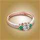 2 - Aniyah 0.68 ctw (5.00 mm) Classic Three Stone Round Natural Diamond and Emerald Engagement Ring 