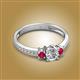 2 - Aniyah 0.72 ctw (5.00 mm) Classic Three Stone Round Natural Diamond and Ruby Engagement Ring 