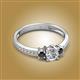 2 - Aniyah 0.72 ctw (5.00 mm) Classic Three Stone Round Natural Diamond and Black Diamond Engagement Ring 