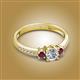 2 - Aniyah 0.74 ctw (5.00 mm) Classic Three Stone Round Natural Diamond and Rhodolite Garnet Engagement Ring 