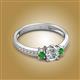 2 - Aniyah 0.74 ctw (5.00 mm) Classic Three Stone Round Natural Diamond and Green Garnet Engagement Ring 