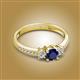 2 - Aniyah 0.91 ctw (5.00 mm) Classic Three Stone Round Blue Sapphire and Natural Diamond Engagement Ring 