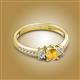 2 - Aniyah 0.61 ctw (5.00 mm) Classic Three Stone Round Citrine and Natural Diamond Engagement Ring 