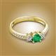 2 - Aniyah 0.61 ctw (5.00 mm) Classic Three Stone Round Emerald and Natural Diamond Engagement Ring 